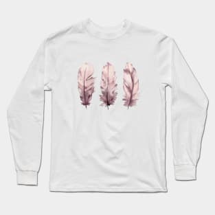 Blush pink feathers illustration Long Sleeve T-Shirt